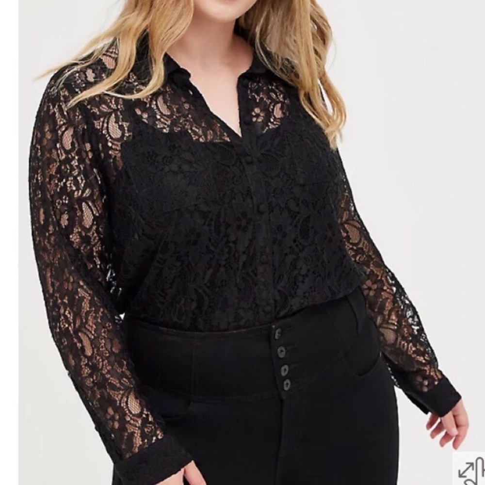 Madison Lace Button-up Long Sleeve Shirt